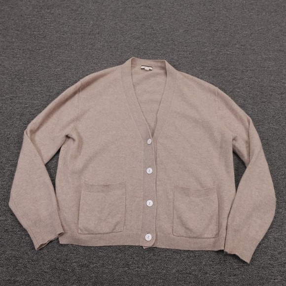 J.CREW Sweaters - J.CREW Cardigan Sweater Womens Medium Beige 100% Cashmere V Neck Button Front